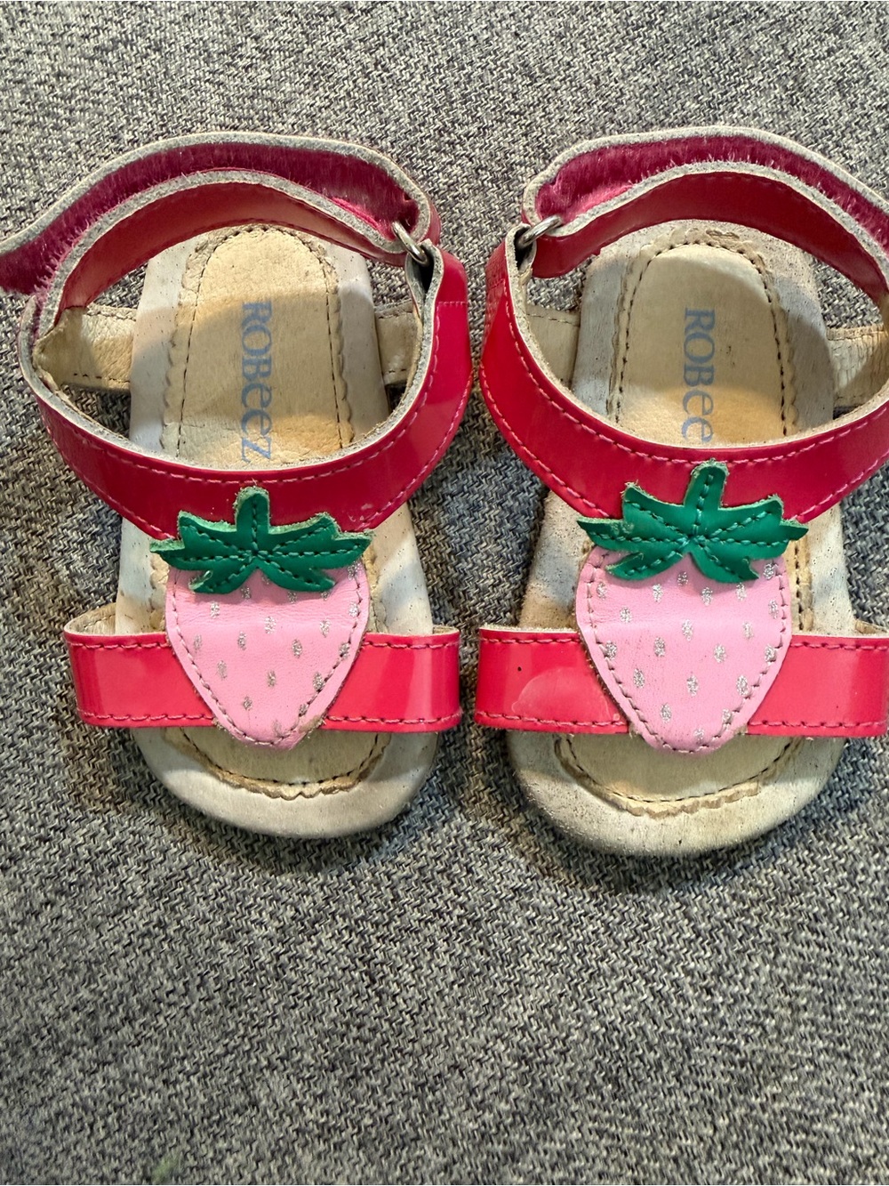 Robeez Pink Strawberry Applique Toddler Sandals